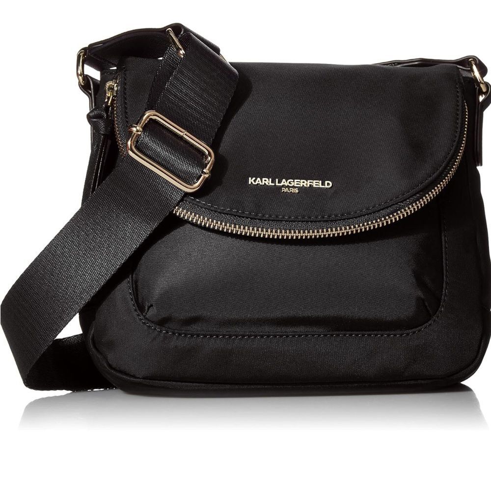 Karl Lagerfeld Cara Crossbody Carry Nylon Messenger Bag Purse Magnetic Closure